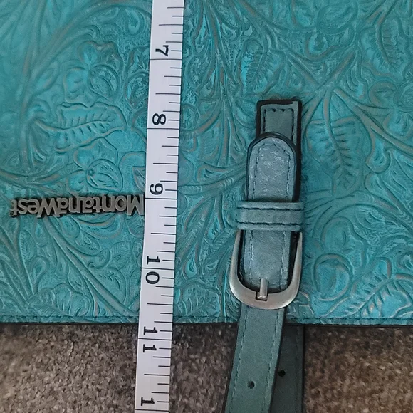 Montana West Teal Tooled Conceal Carry Tote Bag - Picture 6 of 8